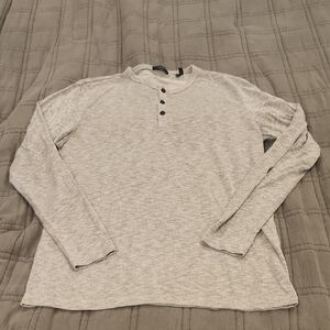 Theory Light Gray Long Sleeve Henley Size XL!